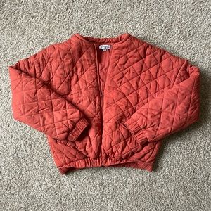 Quilted Orange Bomber Jacket
